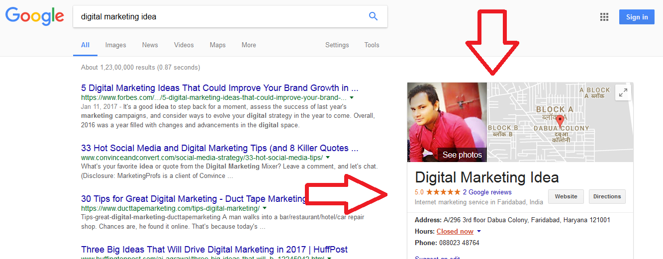 Digtal marketing Idea _google my Business page
